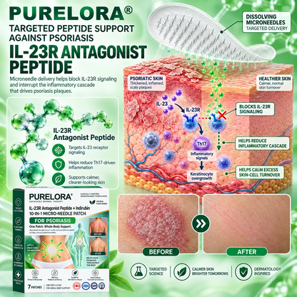 𝐏𝐔𝐑𝐄𝐋𝐎𝐑𝐀® 👩‍⚕️👩‍⚕️ 𝑰𝑳-23𝑹 𝑨𝒏𝒕𝒂𝒈𝒐𝒏𝒊𝒔𝒕 𝑷𝒆𝒑𝒕𝒊𝒅𝒆 + 𝑰𝒏𝒅𝒊𝒓𝒖𝒃𝒊𝒏 10-𝑰𝑵-1 𝑵𝒂𝒏𝒐 𝑴𝒊𝒄𝒓𝒐𝒏𝒆𝒆𝒅𝒍𝒆 𝑷𝒂𝒕𝒄𝒉 （𝑯𝒆𝒍𝒑𝒔 𝑹𝒆𝒅𝒖𝒄𝒆 𝑽𝒊𝒔𝒊𝒃𝒍𝒆 𝑹𝒆𝒅𝒏𝒆𝒔𝒔 & 𝑺𝒄𝒂𝒍𝒊𝒏𝒈, 𝑺𝒐𝒐𝒕𝒉𝒆 𝑫𝒓𝒚𝒏𝒆𝒔𝒔 & 𝑰𝒕𝒄𝒉𝒊𝒏𝒈, 𝑺𝒖𝒑𝒑𝒐𝒓𝒕 𝑯𝒆𝒂𝒍𝒕𝒉𝒊𝒆𝒓 𝑺𝒌𝒊𝒏 𝑪𝒆𝒍𝒍 𝑻𝒖𝒓𝒏𝒐𝒗𝒆𝒓 & 𝑺𝒌𝒊𝒏 𝑩𝒂𝒓𝒓𝒊𝒆𝒓 𝑹𝒆𝒑𝒂𝒊𝒓）