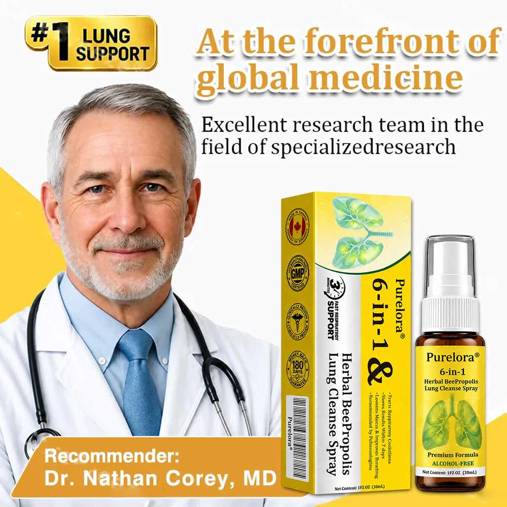 🍀🍀🐝🇨🇦 Official Store:𝐏𝐔𝐑𝐄𝐋𝐎𝐑𝐀®  6-in-1 Herbal BeePropolis Lung Cleanse Spray（👨‍⚕️Directly acts on COPD, asthma, chronic bronchitis (CB), respiratory infections, lung cancer, sinusitis, and other conditions🫁）