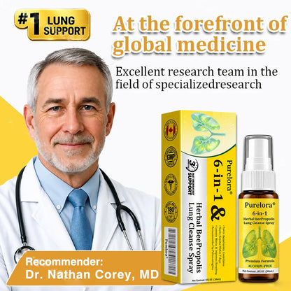 🍀🍀🐝🇨🇦 Official Store:𝐏𝐔𝐑𝐄𝐋𝐎𝐑𝐀®  6-in-1 Herbal BeePropolis Lung Cleanse Spray（👨‍⚕️Directly acts on COPD, asthma, chronic bronchitis (CB), respiratory infections, lung cancer, sinusitis, and other conditions🫁）