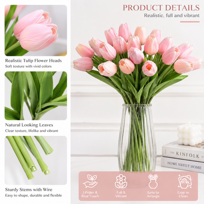 Agrsthme® Artificial Tulip Bouquet in Soft Pink