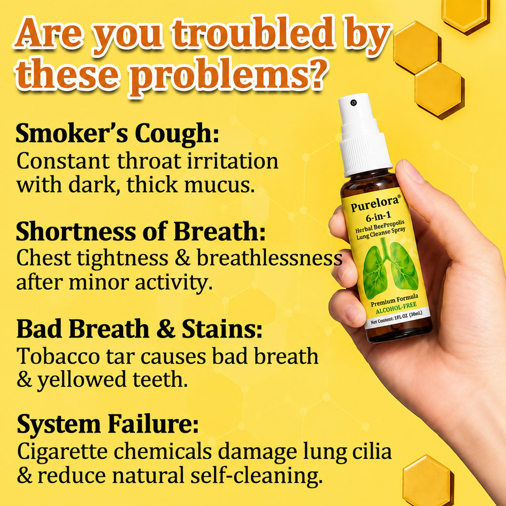 🍀🍀🐝🇨🇦 Official Store:𝐏𝐔𝐑𝐄𝐋𝐎𝐑𝐀®  6-in-1 Herbal BeePropolis Lung Cleanse Spray（👨‍⚕️Directly acts on COPD, asthma, chronic bronchitis (CB), respiratory infections, lung cancer, sinusitis, and other conditions🫁）