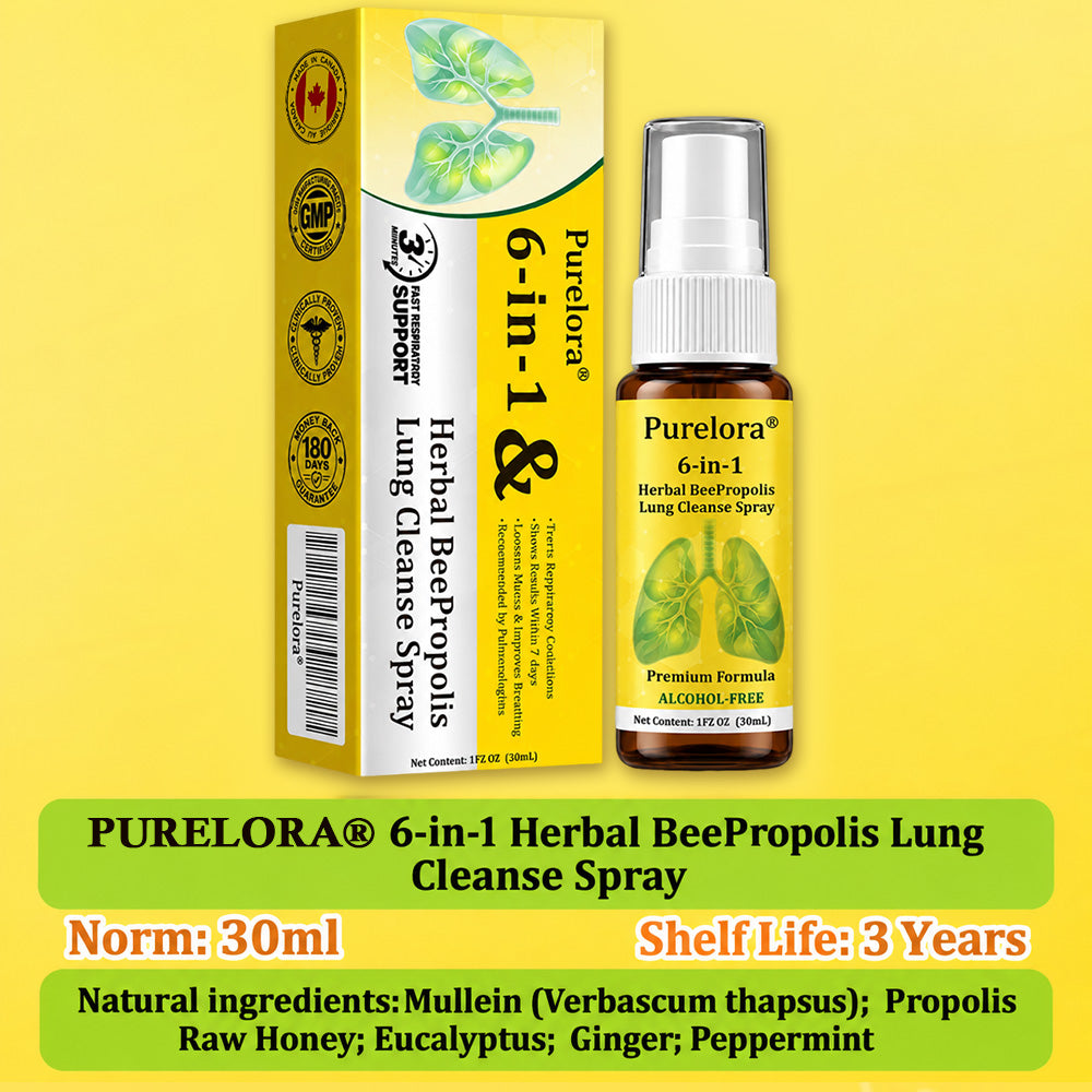 🍀🍀🐝🇨🇦 Official Store:𝐏𝐔𝐑𝐄𝐋𝐎𝐑𝐀®  6-in-1 Herbal BeePropolis Lung Cleanse Spray（👨‍⚕️Directly acts on COPD, asthma, chronic bronchitis (CB), respiratory infections, lung cancer, sinusitis, and other conditions🫁）