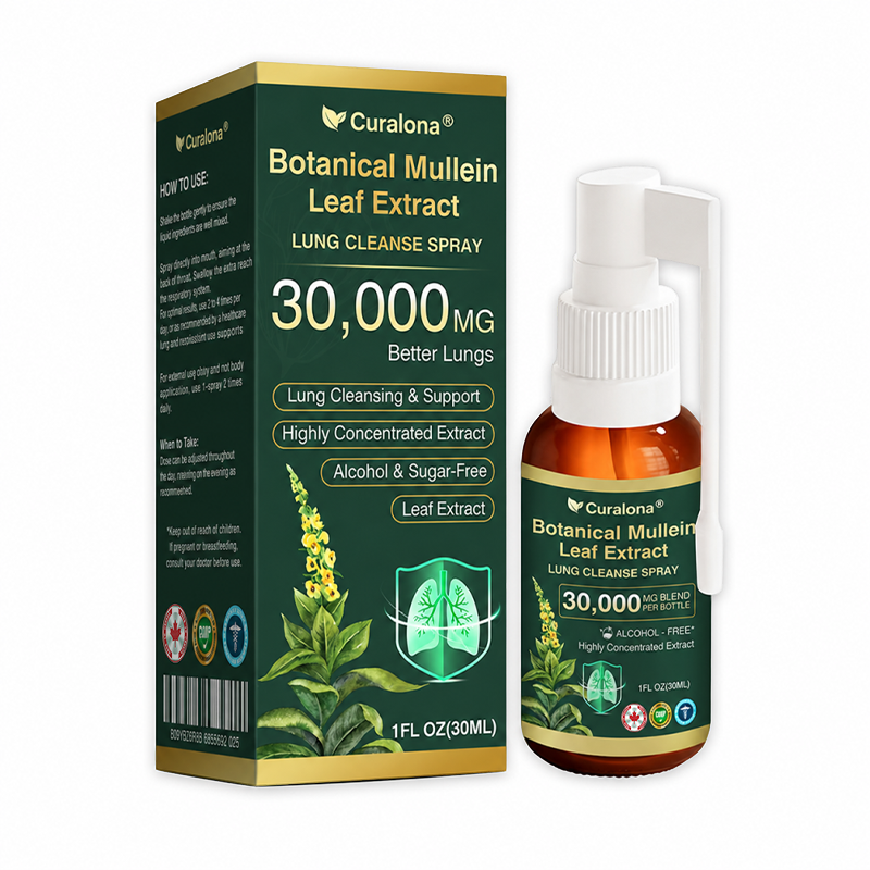 ✅ Official Canadian Flagship Store: Curalona® Mullein Leaf Extract Lung Cleansing Spray (👨‍⚕️ Directly targets COPD, asthma, chronic bronchitis, respiratory infections, lung cancer, sinusitis, and other lung-related conditions)