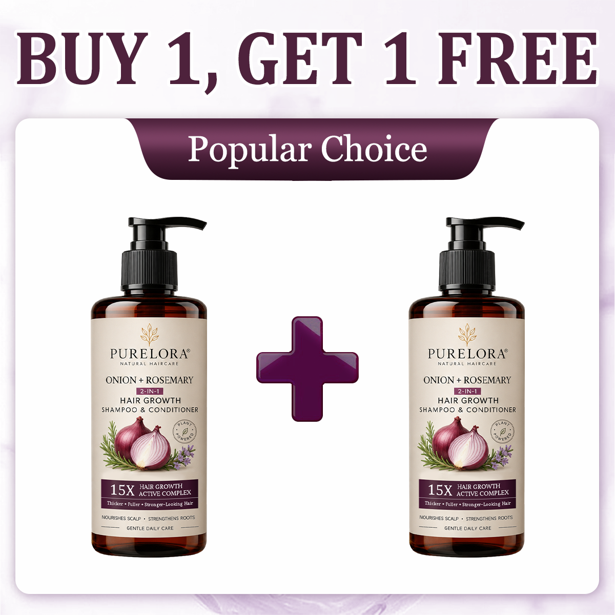 🌿👨‍⚕️ Official Canadian Flagship Store 🇨🇦 | 🔥PURELORA® Onion & Rosemary 2-in-1 Anti-Hair Loss & Growth Shampoo & Conditioner Set — Infused with a 15x hair-growth active complex to help you achieve thicker, fuller, and stronger hair.