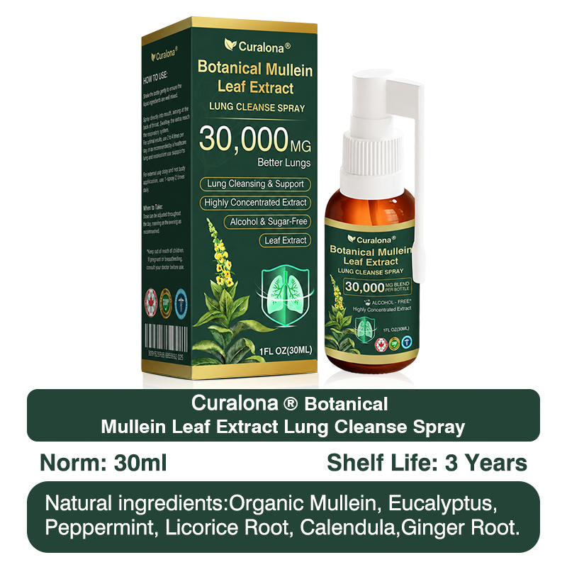 ✅ Official Canadian Flagship Store: Curalona® Mullein Leaf Extract Lung Cleansing Spray (👨‍⚕️ Directly targets COPD, asthma, chronic bronchitis, respiratory infections, lung cancer, sinusitis, and other lung-related conditions)