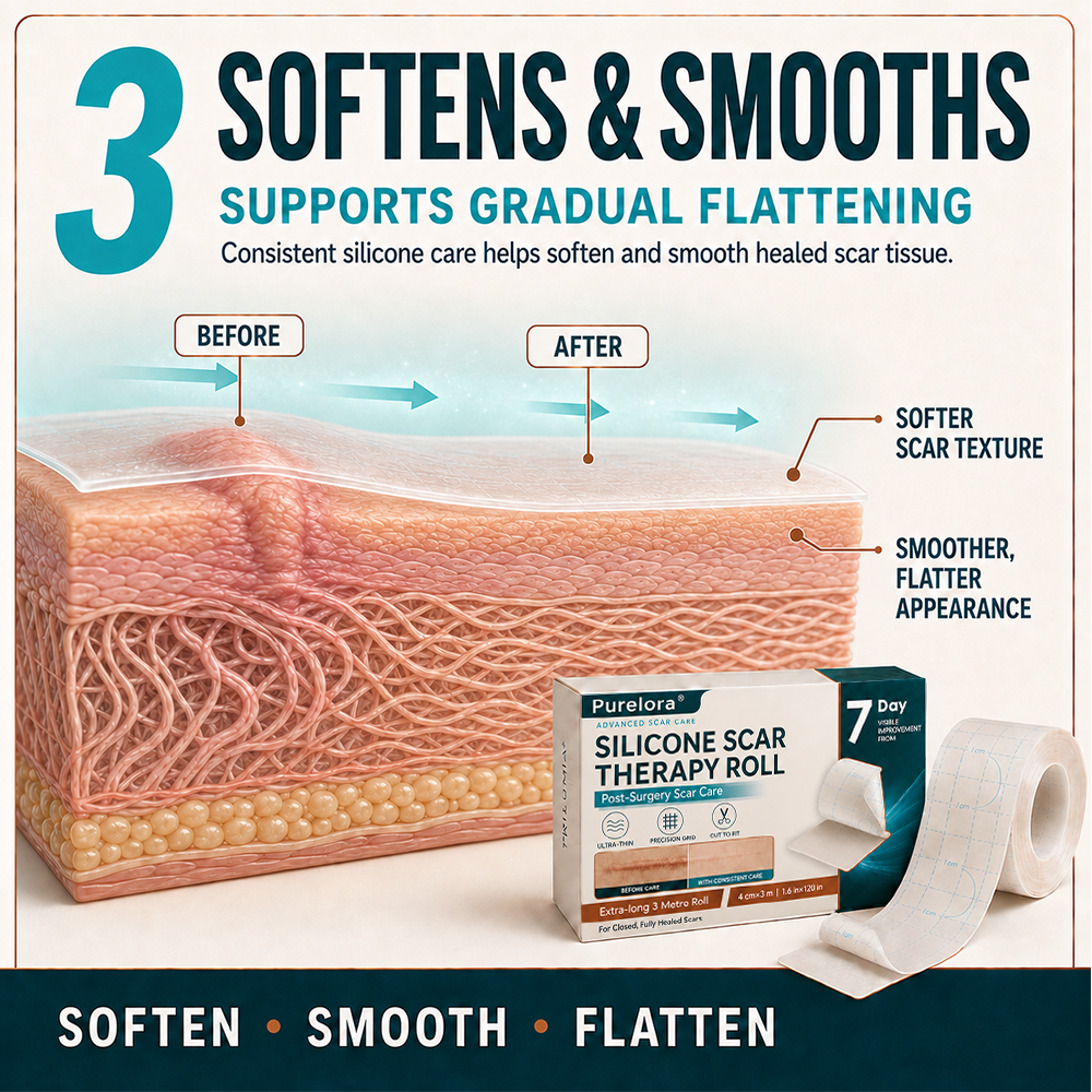 ✨💯Purelora® SILICONE SCAR THERAPY ROLL Help Soften, Flatten & Improve the Appearance of Raised Scars