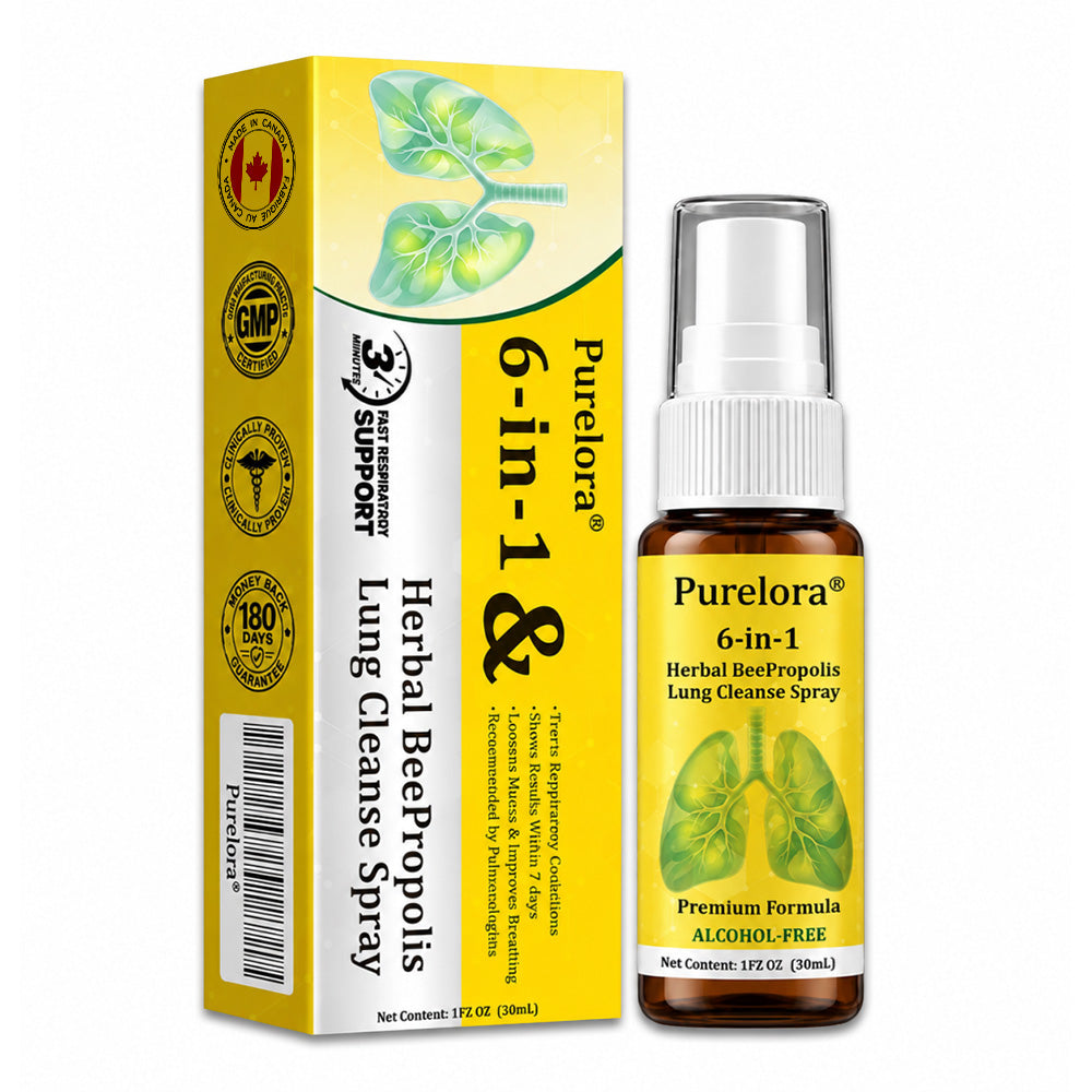 🍀🍀🐝🇨🇦 Official Store:𝐏𝐔𝐑𝐄𝐋𝐎𝐑𝐀®  6-in-1 Herbal BeePropolis Lung Cleanse Spray（👨‍⚕️Directly acts on COPD, asthma, chronic bronchitis (CB), respiratory infections, lung cancer, sinusitis, and other conditions🫁）