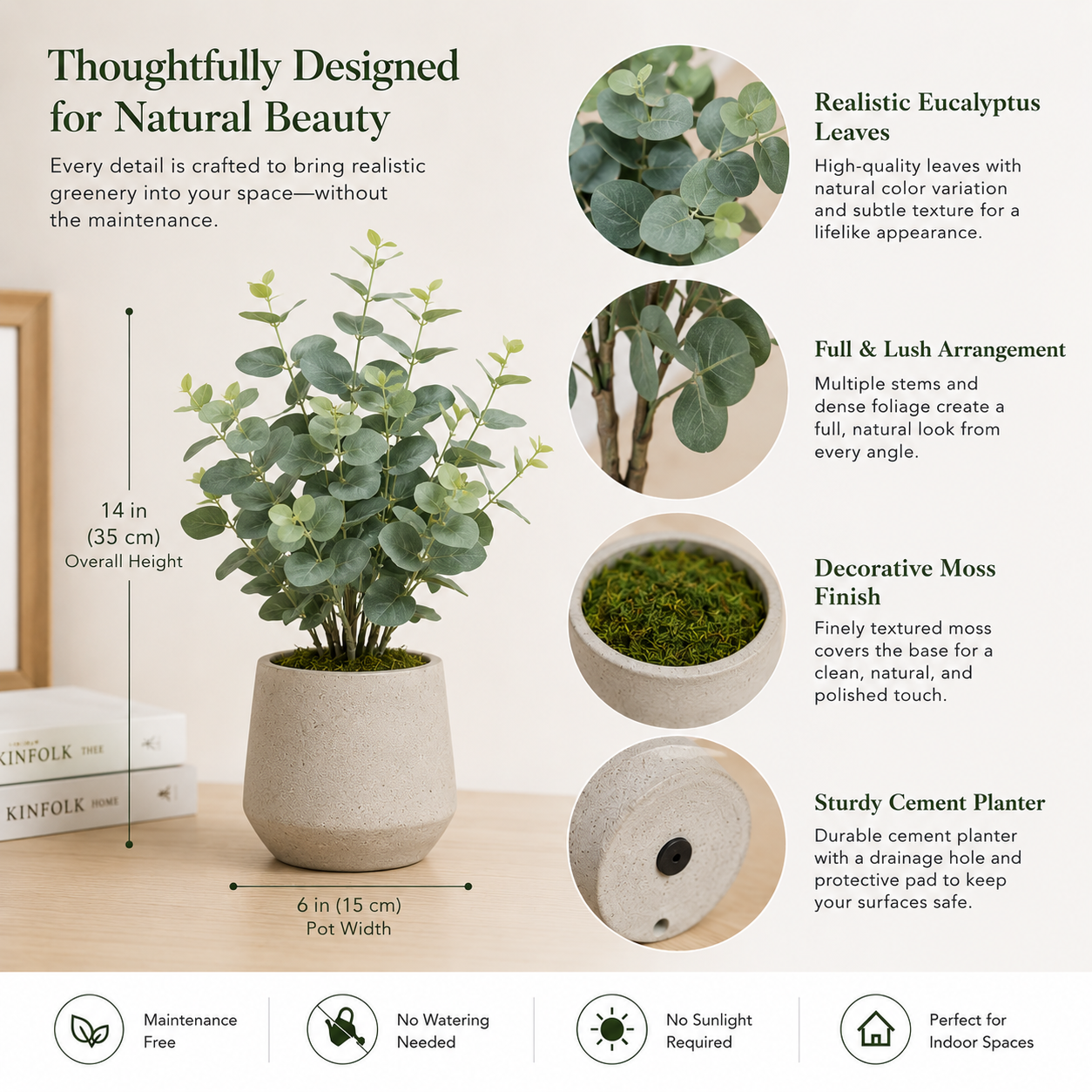 Agrsthme® Artificial Eucalyptus Plant in Cement Planter
