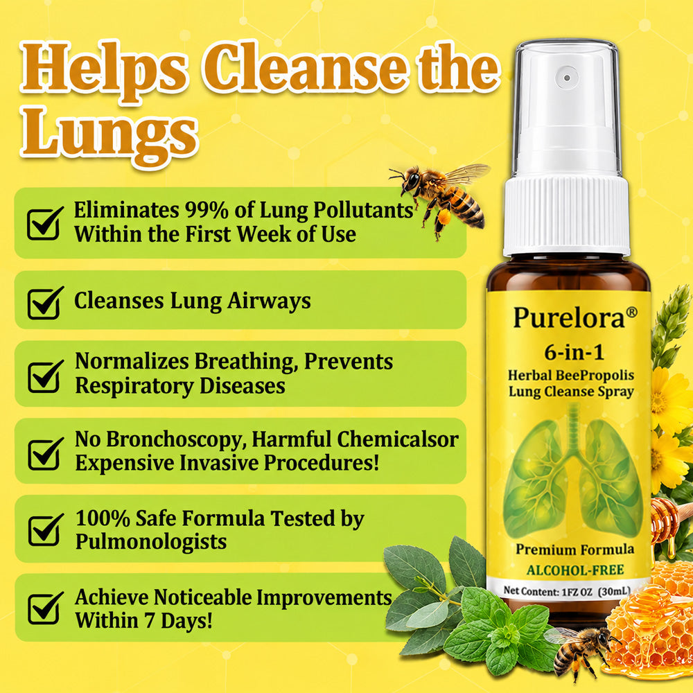 🍀🍀🐝🇨🇦 Official Store:𝐏𝐔𝐑𝐄𝐋𝐎𝐑𝐀®  6-in-1 Herbal BeePropolis Lung Cleanse Spray（👨‍⚕️Directly acts on COPD, asthma, chronic bronchitis (CB), respiratory infections, lung cancer, sinusitis, and other conditions🫁）