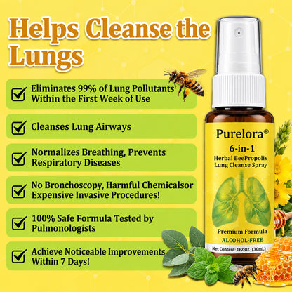 🍀🍀🐝🇨🇦 Official Store:𝐏𝐔𝐑𝐄𝐋𝐎𝐑𝐀®  6-in-1 Herbal BeePropolis Lung Cleanse Spray（👨‍⚕️Directly acts on COPD, asthma, chronic bronchitis (CB), respiratory infections, lung cancer, sinusitis, and other conditions🫁）